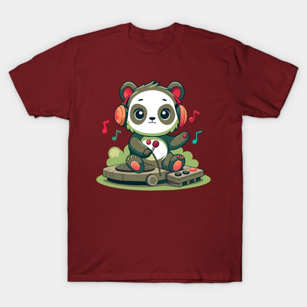 cute panda playing dj music T-Shirt by Shapwac12